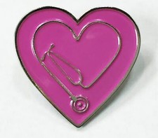Heart Stethoscope Design Enamel Pin Doctor Nurse Care Brooch