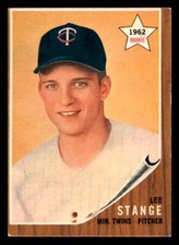 1962 Topps #321 Lee Stange RC, RS Minnesota Twins EX 