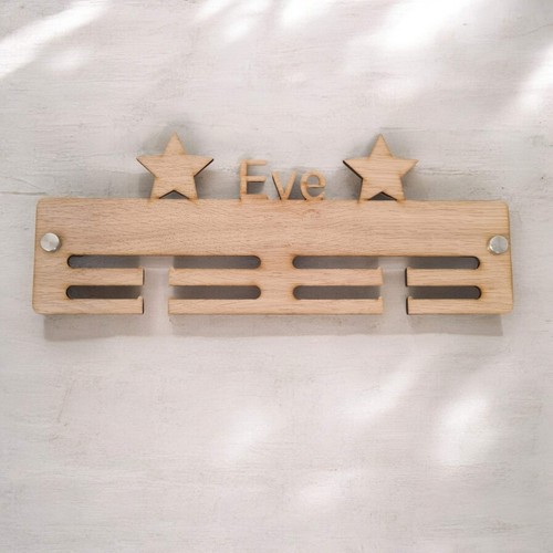 Personalised Name Medal Hanger - Wood - Picture 3 of 6