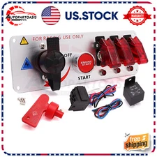 Racing Car Carbon Ignition Button Switch Panel Engine Start Push LED 12V Toggle
