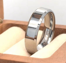 Gift For Girlfriend 6mm Silver Tungsten Anniversary Ring Unique Style Band