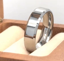 6mm HIGH Polish Silver Tungsten Ring Engrave Wedding Band Unisex Engagement Ring