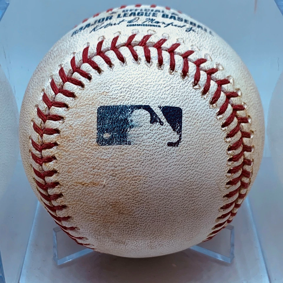 GIANCARLO STANTON 2017 MVP SINGLE CAREER HIT #838 MLB GAME USED BASEBALL MARLINS - Image 3 of 4