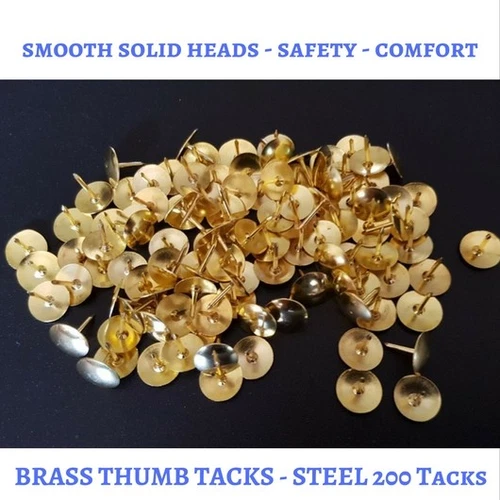 Pack of 200 Brass Thumb Tacks - Drawing Pins - Free Postage