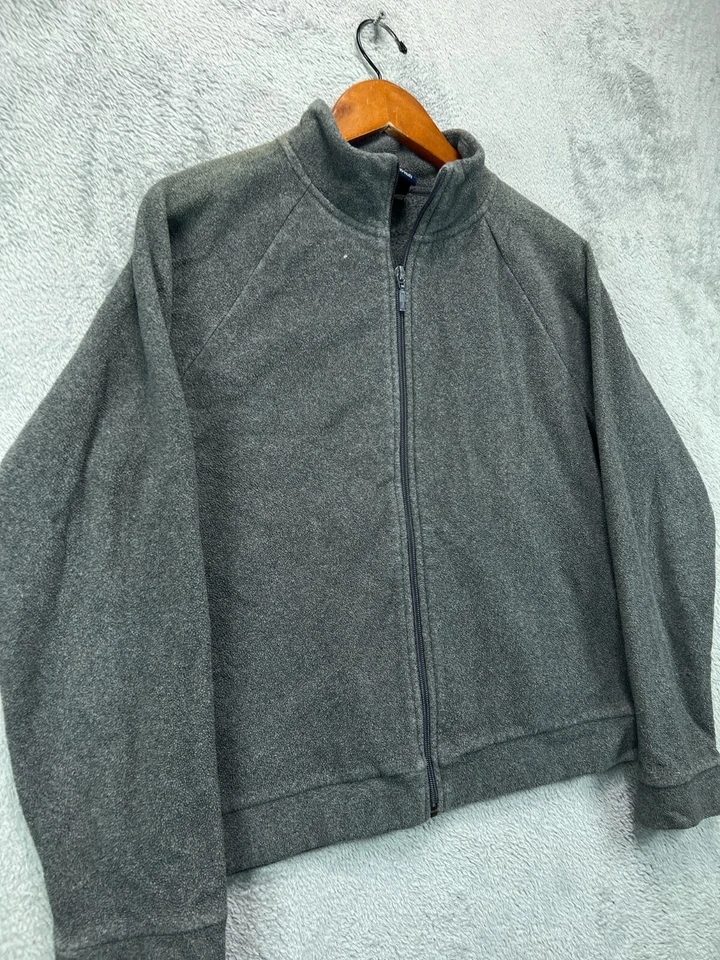 GAP Mujer Grande Gris Oscuro Chaqueta Polar Cremallera Completa Cuello Abrigo Informal Exterior Foto 2 de 4