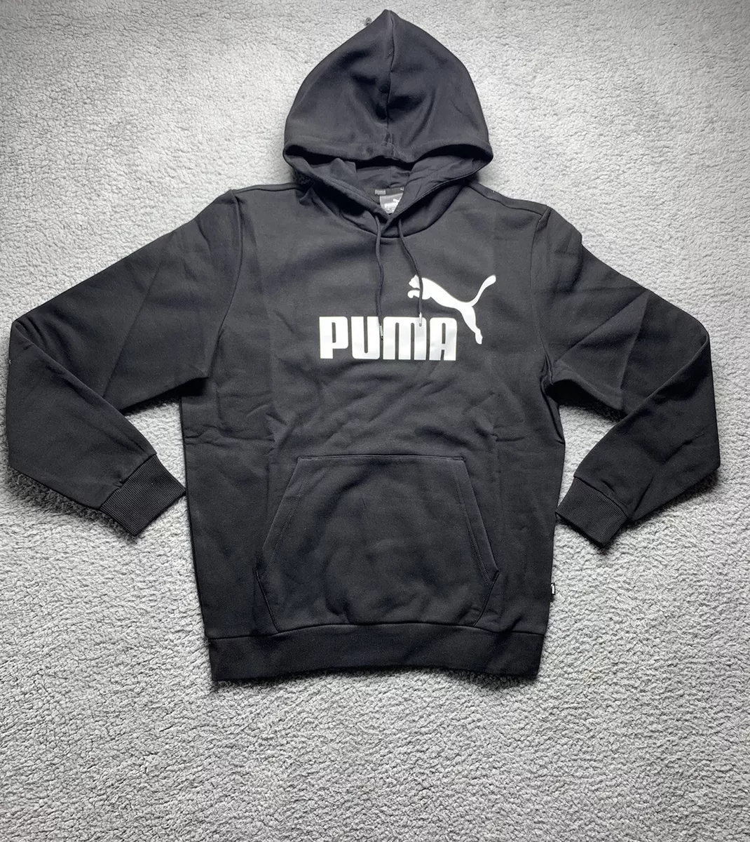 Puma Men\'s Essentials Fleece Hoodie Black/White Pullover Sweater Sz M NWT |  eBay