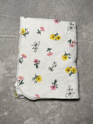 Carter's Floral Baby Receiving Blanket Pink Yellow Flowers Flannel Cotton Lovey