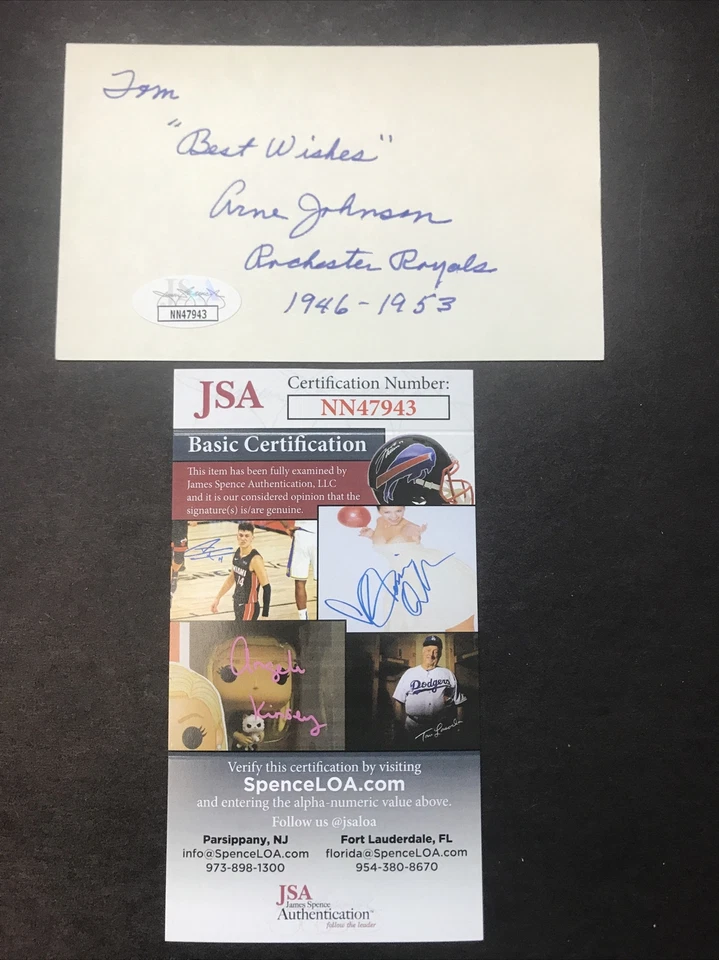 Arne Johnson NBA ROCHESTER ROYALS SIGNED 3x5 Index Card JSA CERTIFIED AUTOGRAPH! - Image 2 of 4