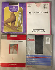  4 NOS Pantyhose Round Clock Fashion Bug Sears Control Top Pink Black TALL