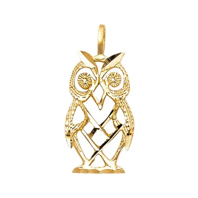 14 Karat Gelbgold Eule Anhänger