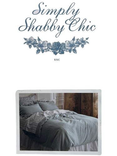 Simply Shabby Chic Pale Blue Duvet Cover Set Twin Bedding & Ruffled Sham Set - Picture 3 of 3