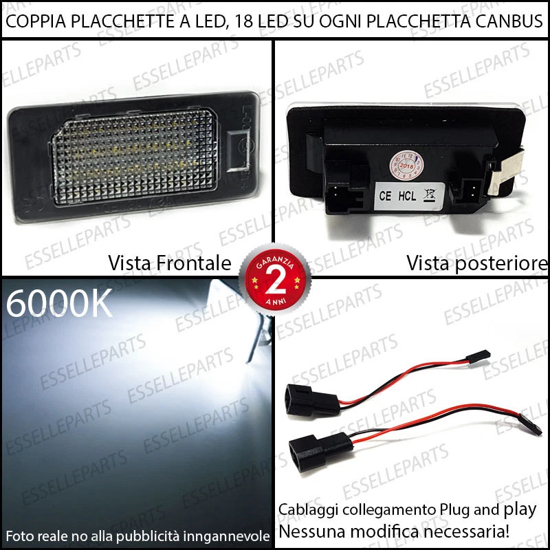 COPPIA LUCI TARGA LED PLACCHETTE COMPLETE BMW SERIE 3 E90 E91 E92 E93 CANBUS - Immagine 2 di 3