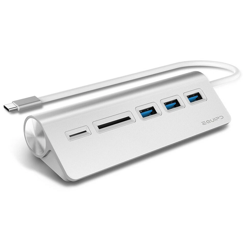 Aluminum USB Type-C Hub Adapter w/3 USB 3.0, SD/TF Card Reader for iMac Macbook - Image 2 of 4