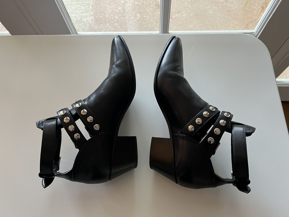 Ysl Saint Laurent Black Leather Rock 3 Buckles Ankle Boots Ysl Saint Laurent Black Leather Rock 3 Buckles Ankle Boots