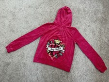 Juicy Couture Velour Track Jacket Big Girls Sz XL 16 Full Zip Hoodie HEARTROSE