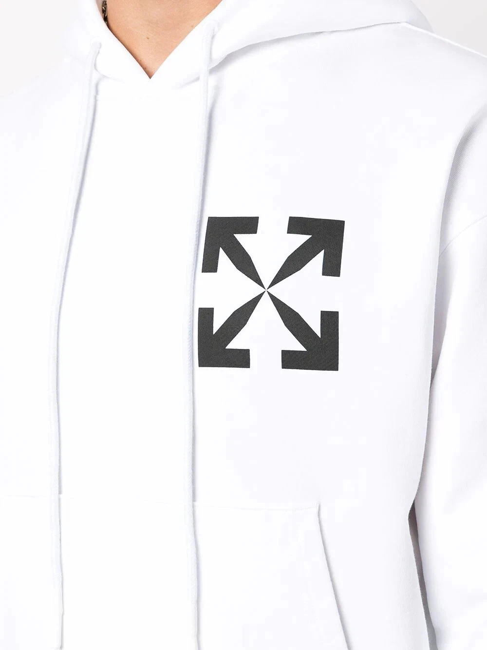 OFF WHITE Felpa con cappuccio bianca L97207 da uomo bianca stampa frecce taglia L