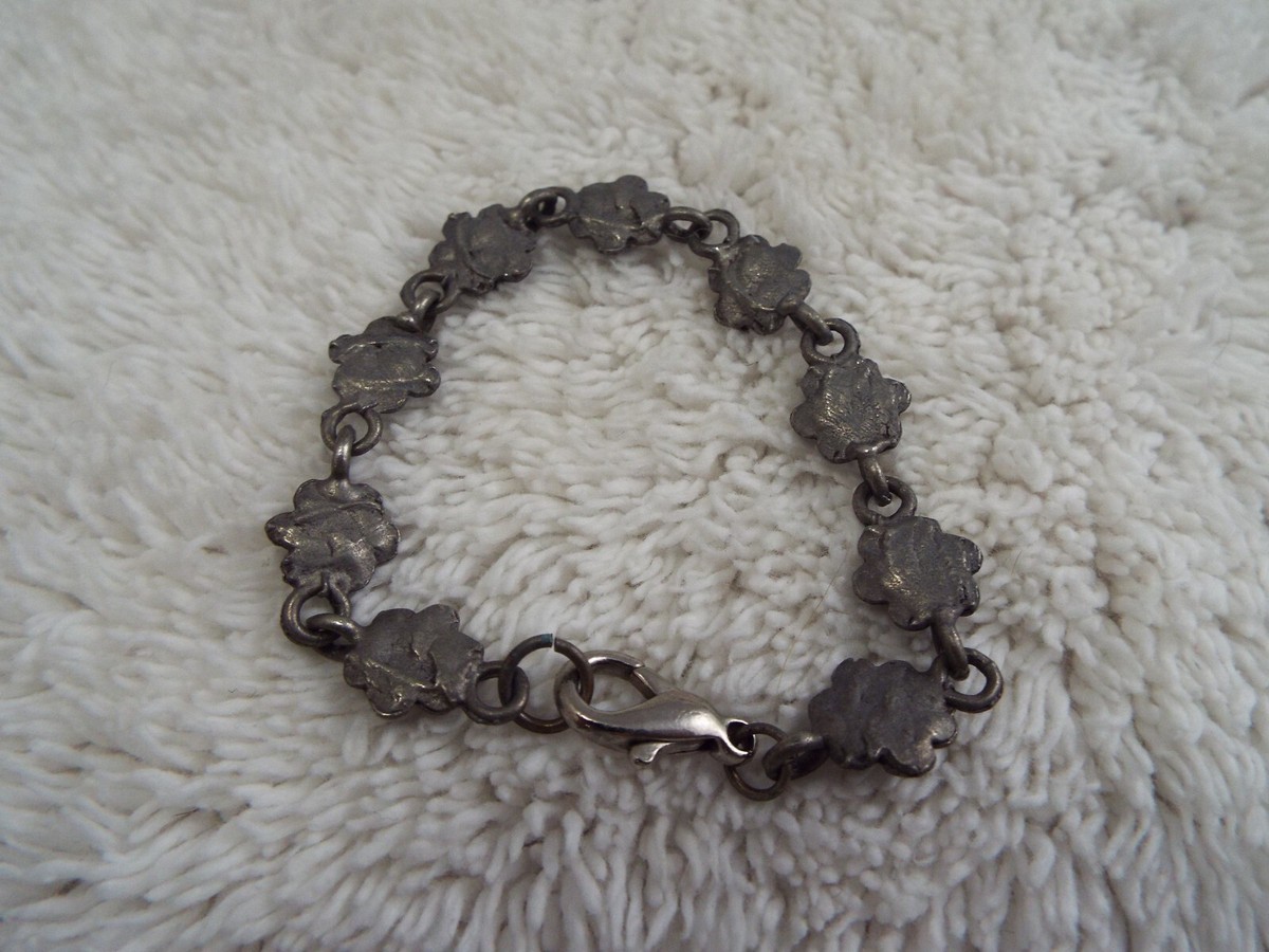 ブレスレット Western Flower Link Bracelet #8971 Sterling Silver 925 Flower Link Bracelet with Sparkle. For