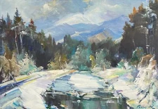 Oil painting Carpathian Ukrainian painter home decor original painting nature