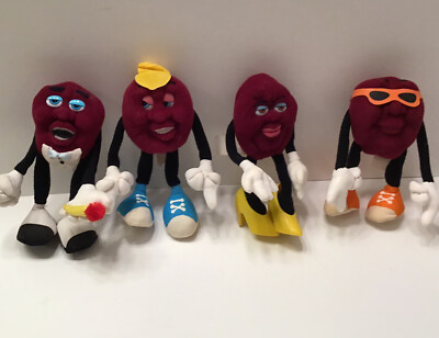 Vtg California Raisins Plush Applause 1988 Poseable Bendable Stuffed Set Of 4