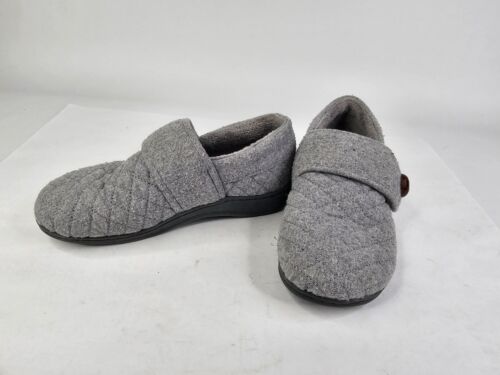 Vionic Jackie Light Gray Quilted Flannel Slipper Shoes Women's 6 Slip On - Picture 12 of 12