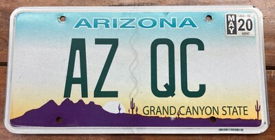 NICE, COOL, UNIQUE ARIZONA SCENIC VANITY LICENSE PLATE, AZ QC, QUALITY CONTROL