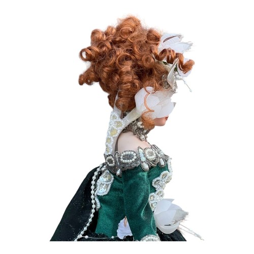 1998 Rustie Porcelain Doll Green Holly Red Hair Fiber Optic WORKS 22" Victorian - Picture 11 of 24