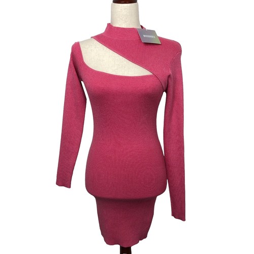 Missguided Pink Slim Long Sleeve Dress size S | eBay