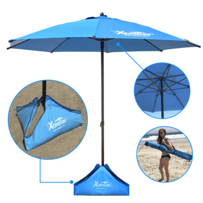 Xbrella Wind Resistant Beach Umbrella – Sand Base Round