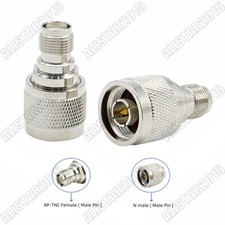 1x N-Type Male Plug to RP-TNC Female Jack Male Pin Adapter Connector Brass