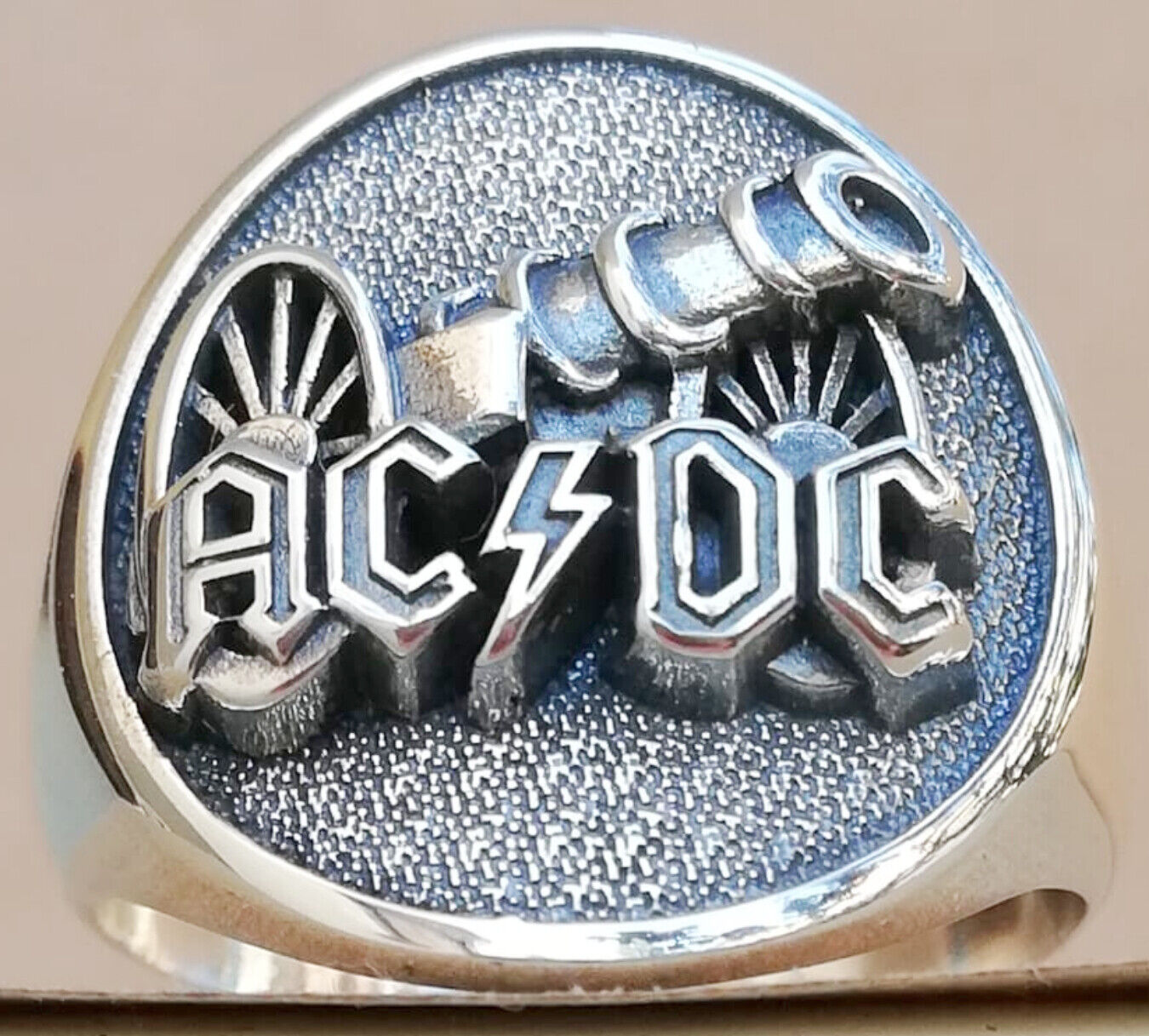 Stainless Steel Ac Dc Ring Rock Ring Jewelry Ring Men's Silver Choice of  Size | eBay