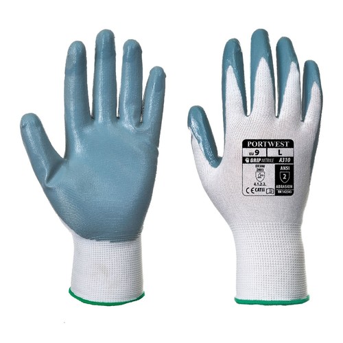 Portwest Flexo Grip Nitrile Safety Glove A310, ANSI 2, Size Med8, Free Shipping