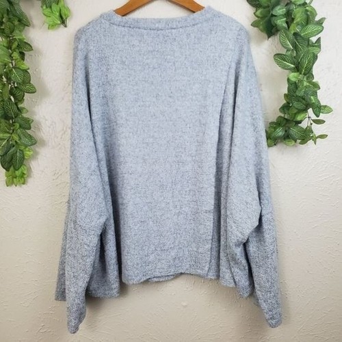 Caslon Split Back Fuzzy Pullover Front Pocket XS/Small Grey Sweater Sweatshirt - Picture 4 of 7