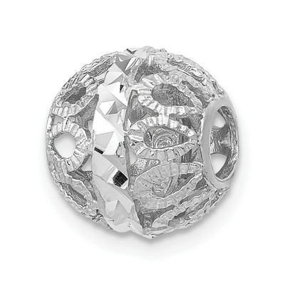 14k Weißgold D/C Filigran Kugel Perle Kette Plättchen Charm Anhänger 0,39 Zoll