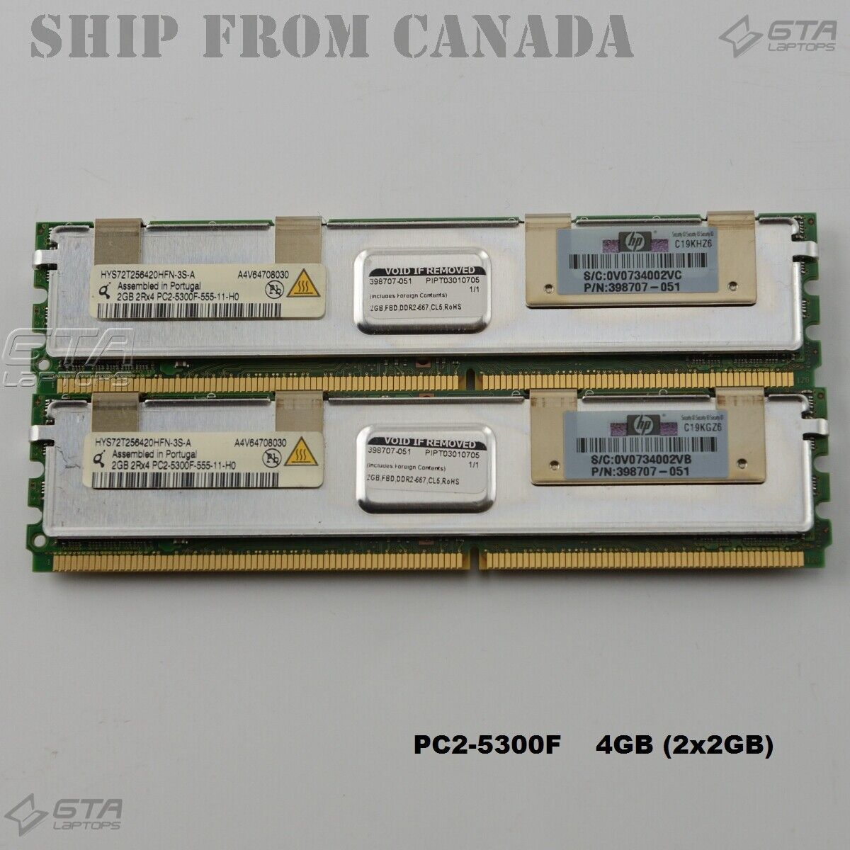 4GB(2x2GB) Qimonda Server Memory Ram PC2-5300F 2Rx4 HYS72T256420HFN-3S-A