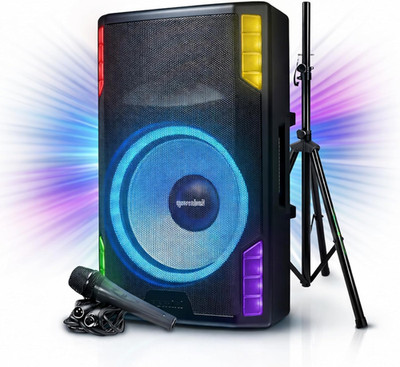 250W Bluetooth PA Speaker with Microphone, LED Lights & Mixer for Parties