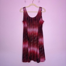 Vintage Shimmery Mini Summer Festival Dress Pink Red Black Size 12