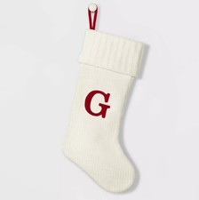 Letter G Initial Monogram Holiday Knit Stocking Wondershop 19" White Xmas Target