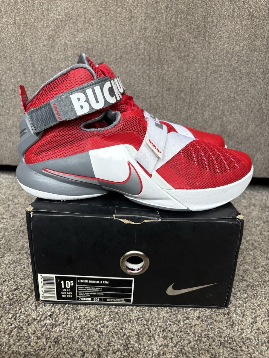 Size 10.5 - Nike LeBron Soldier 9 Premium Ohio State Buckeyes for