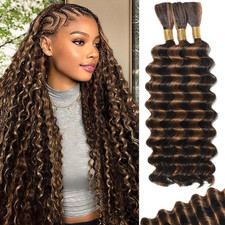 Human Braiding Hair for Boho Braids, 20 Inch 110G Deep Wave Bulk