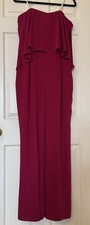 Halston Heritage Wildberry Flow Women’s Jumpsuit Size 6 Small Wide Leg Boning