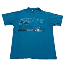 Vintage 80s Maui Hawaii T-Shirt Blue Fits Size Medium Surfing