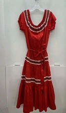 Tory Burch Red Tiered Peasant Dress Size M