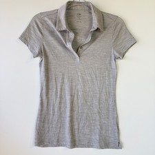 Icebreaker Tech Lite Polo Shirt Womens XS Gray Merino Wool Short Sleeve