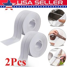2X 16FT PVC Self Adhesive Caulk Sealing Strip Tape For Kitchen Wall Sink Toilet