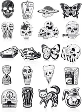 BBTO 20 Pieces Enamel Pins Skull Spooky Skeleton Enamel Pins Set Black Decorativ