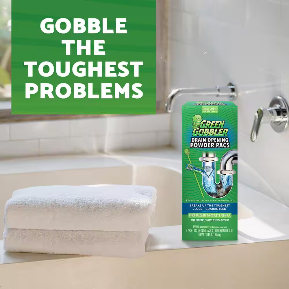 Green Gobbler 8.25 oz. Drain and Toilet Clog Remover Opening Packs (3-Count)