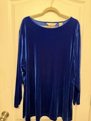 Bechamel II Vintage Royal Blue Luxurious Velvet Stretchy Long Tunic Size 2X