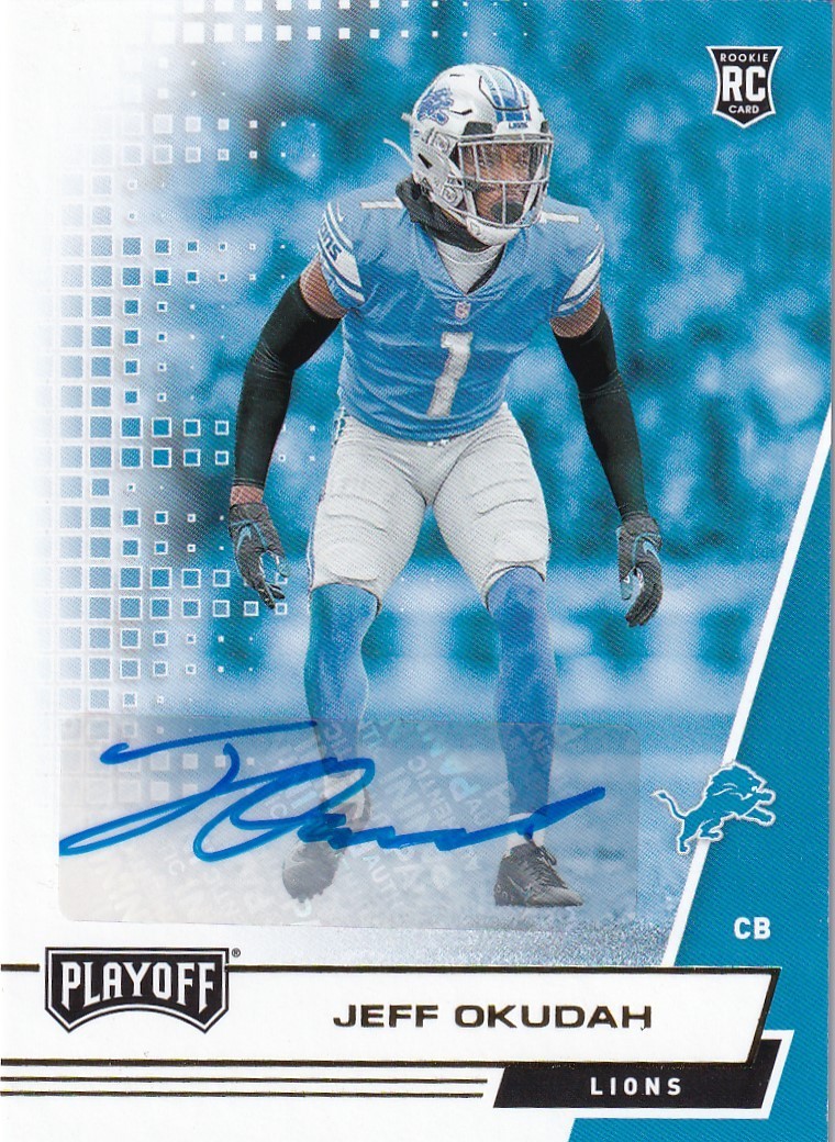 2020 Panini Playoff Jeff Okudah Rookies Auto Autograph RC Rookie #273 Lions