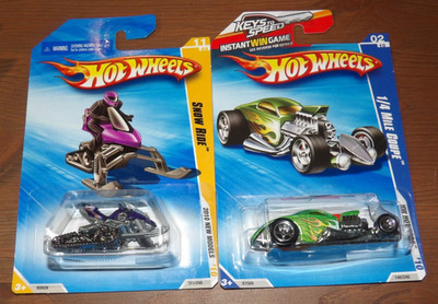 2X - 2010 Hot Wheels - Snow Ride - Purple & 1/4 Mile Coupe - Green
