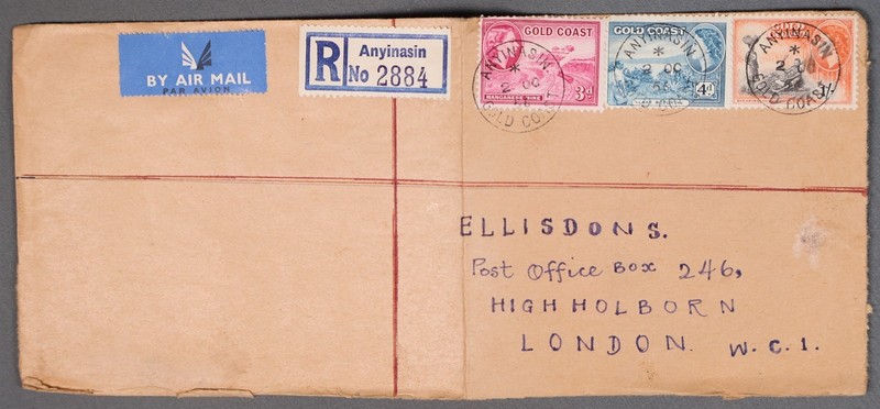 MayfairStamps Gold Coast 1956 Anyinasin Registered to London England Air Mail Co